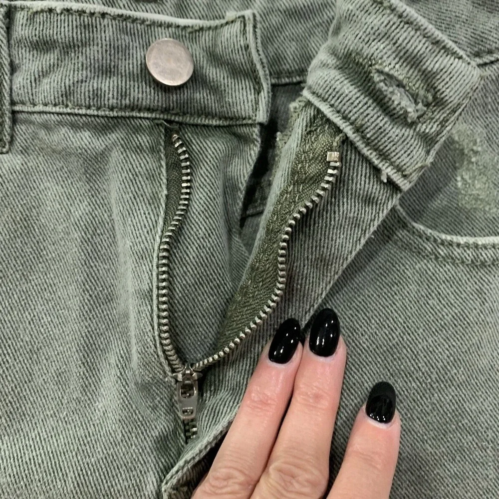 Mustard Seed Sz S 25 Shorts Distressed High Rise Cuffed Green Jean Denim Women's